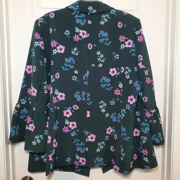 Lane Bryant The Bryant Blazer Green Pink Flare Sleeve Floral Blazer 22 - Picture 6 of 8